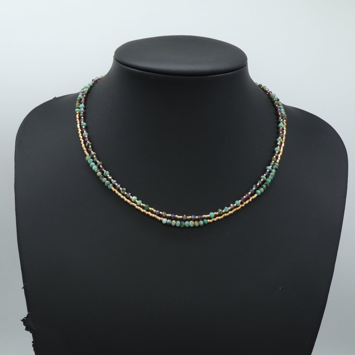 OEM Manufacture Factory Wholesale Handmade Custom Gold Plated Glass Crystal Natural Stone Africa Turquoise Beads Miyuki Necklace