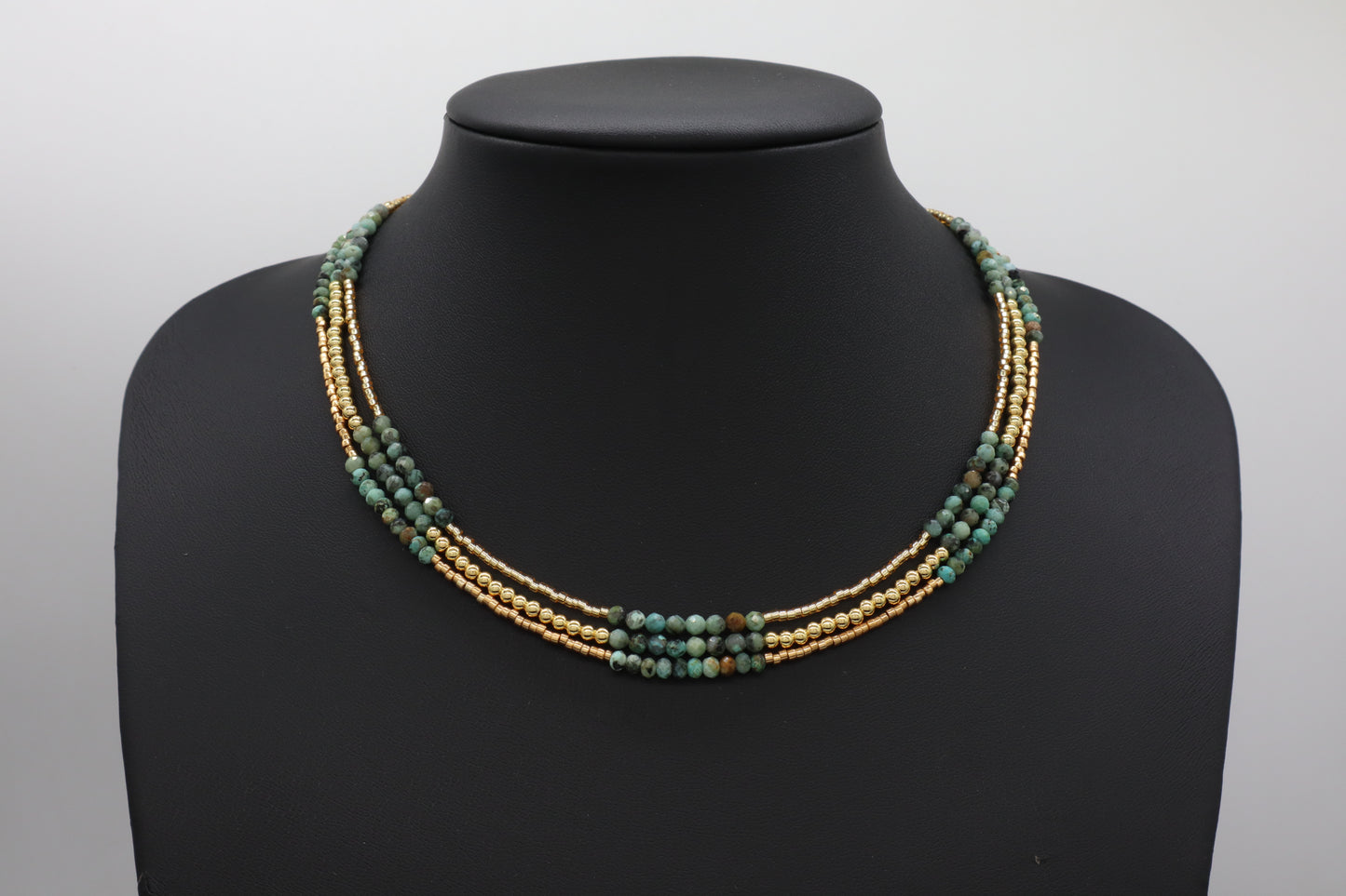 OEM Manufacture Factory Wholesale Handmade Custom Gold Plated Glass Crystal Natural Stone Africa Turquoise Beads Miyuki Necklace