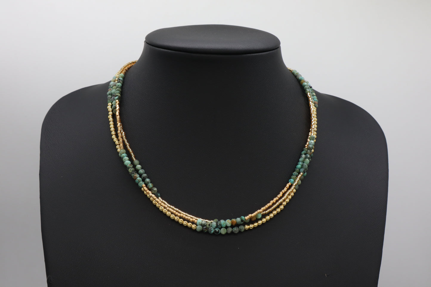 OEM Manufacture Factory Wholesale Handmade Custom Gold Plated Glass Crystal Natural Stone Africa Turquoise Beads Miyuki Necklace