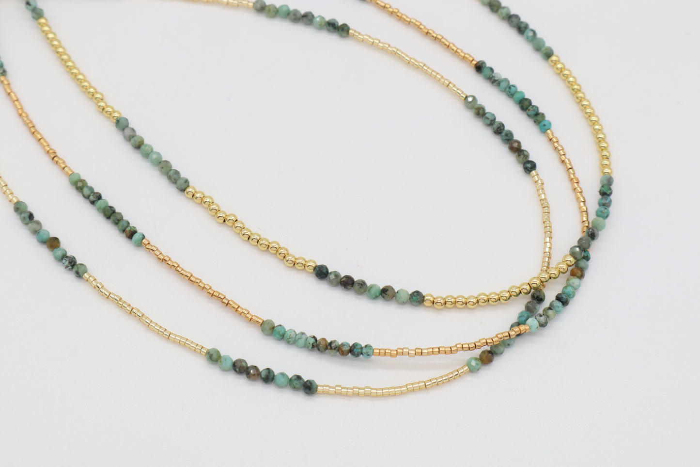 OEM Manufacture Factory Wholesale Handmade Custom Gold Plated Glass Crystal Natural Stone Africa Turquoise Beads Miyuki Necklace