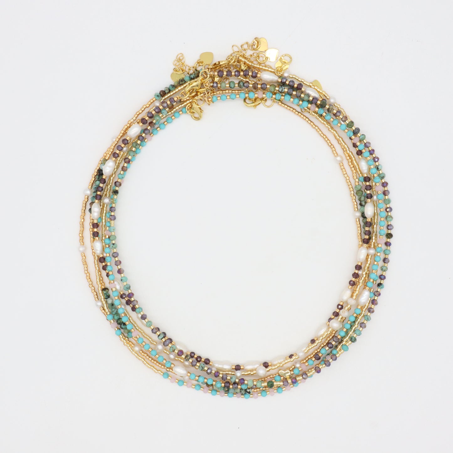OEM Manufacture Factory Wholesale Handmade Custom Gold Plated Glass Crystal Natural Stone Africa Turquoise Beads Miyuki Necklace