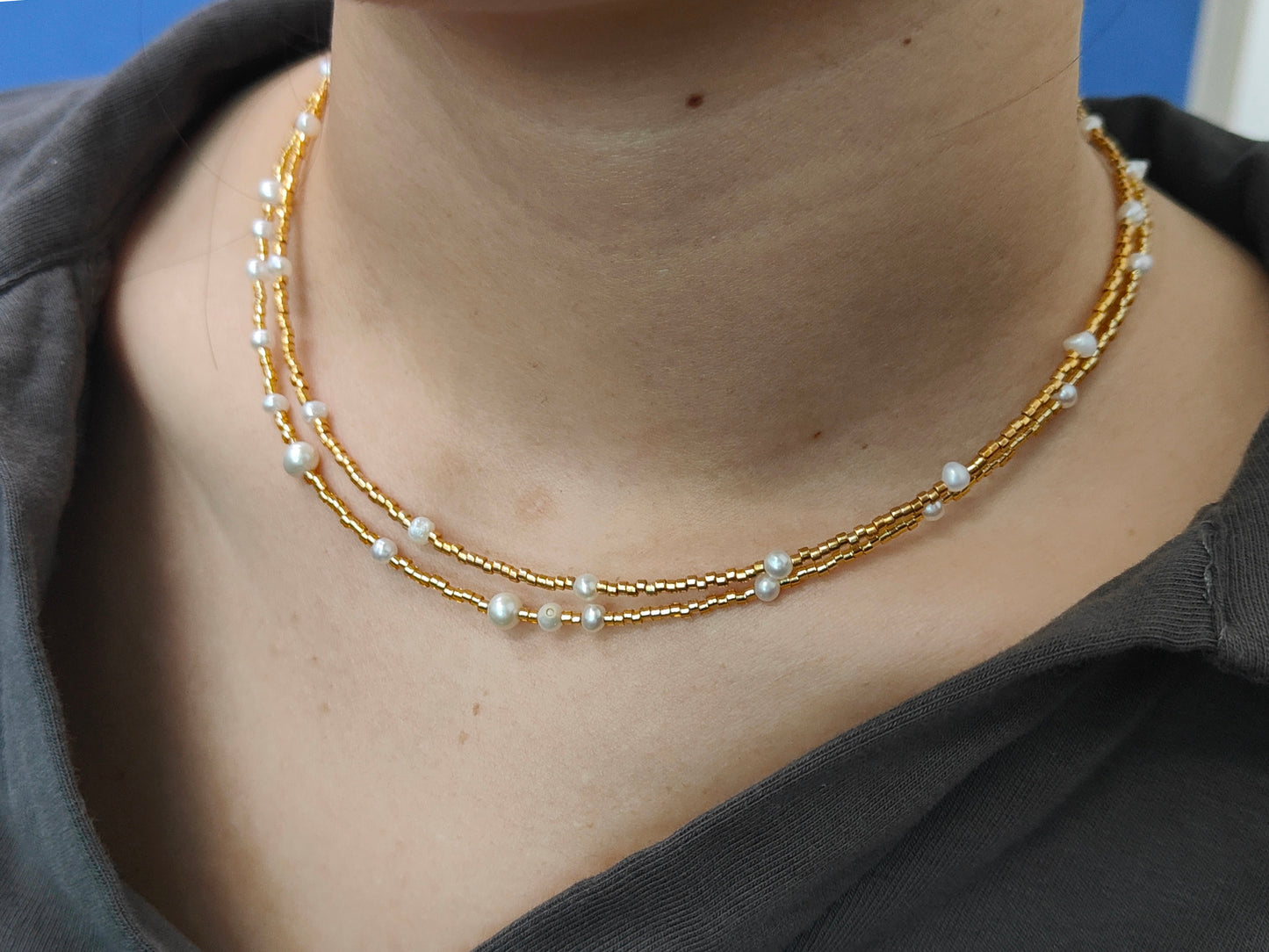 OEM Manufacture Factory Wholesale Handmade Custom Gold Plated Glass Crystal Natural Stone Africa Turquoise Beads Miyuki Necklace