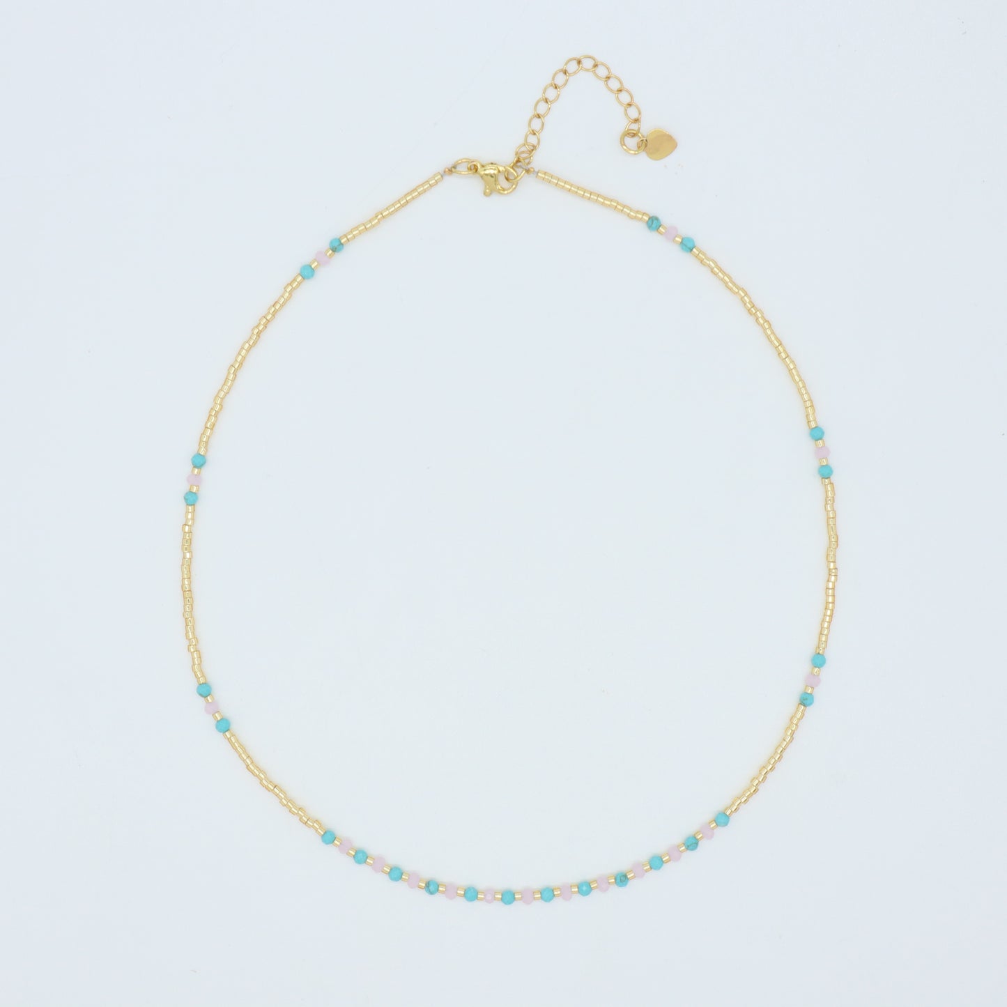 OEM Manufacture Factory Wholesale Handmade Custom Gold Plated Glass Crystal Natural Stone Africa Turquoise Beads Miyuki Necklace