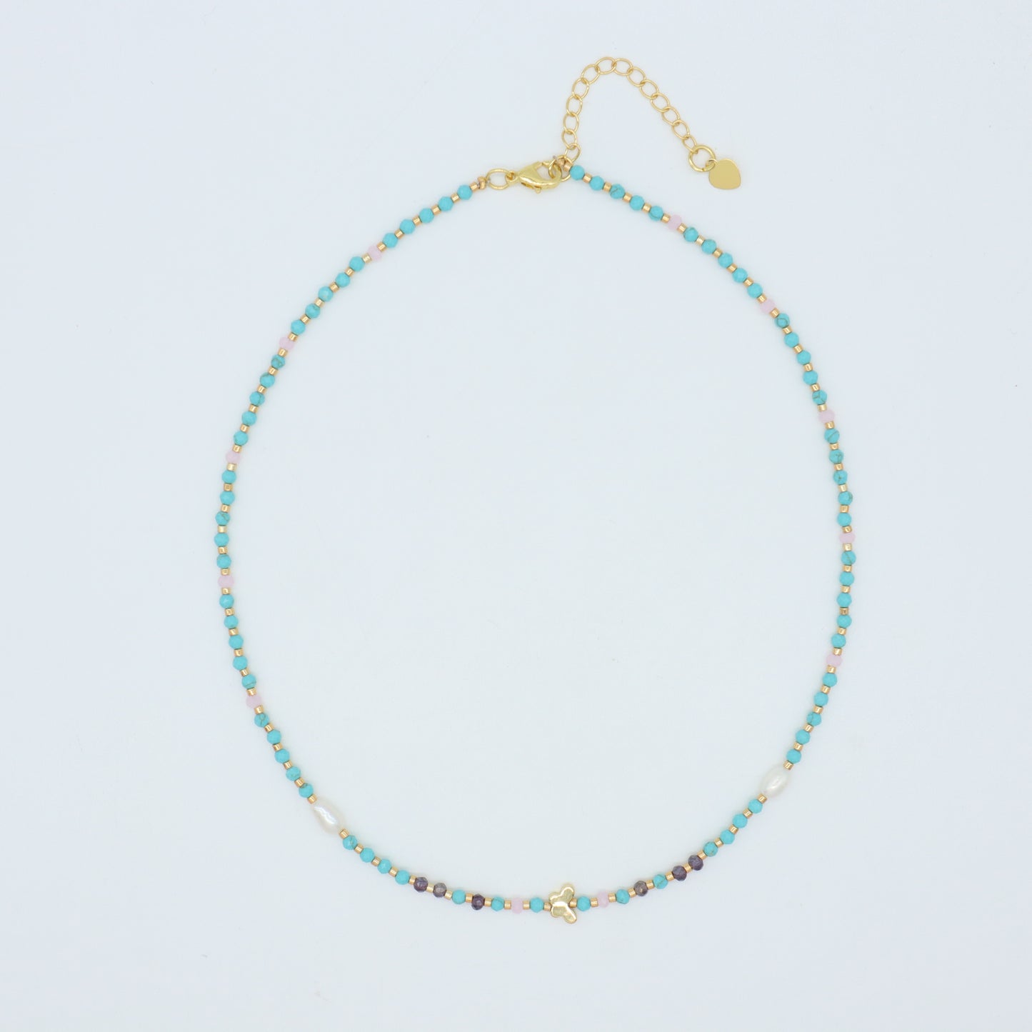 OEM Manufacture Factory Wholesale Handmade Custom Gold Plated Glass Crystal Natural Stone Africa Turquoise Beads Miyuki Necklace