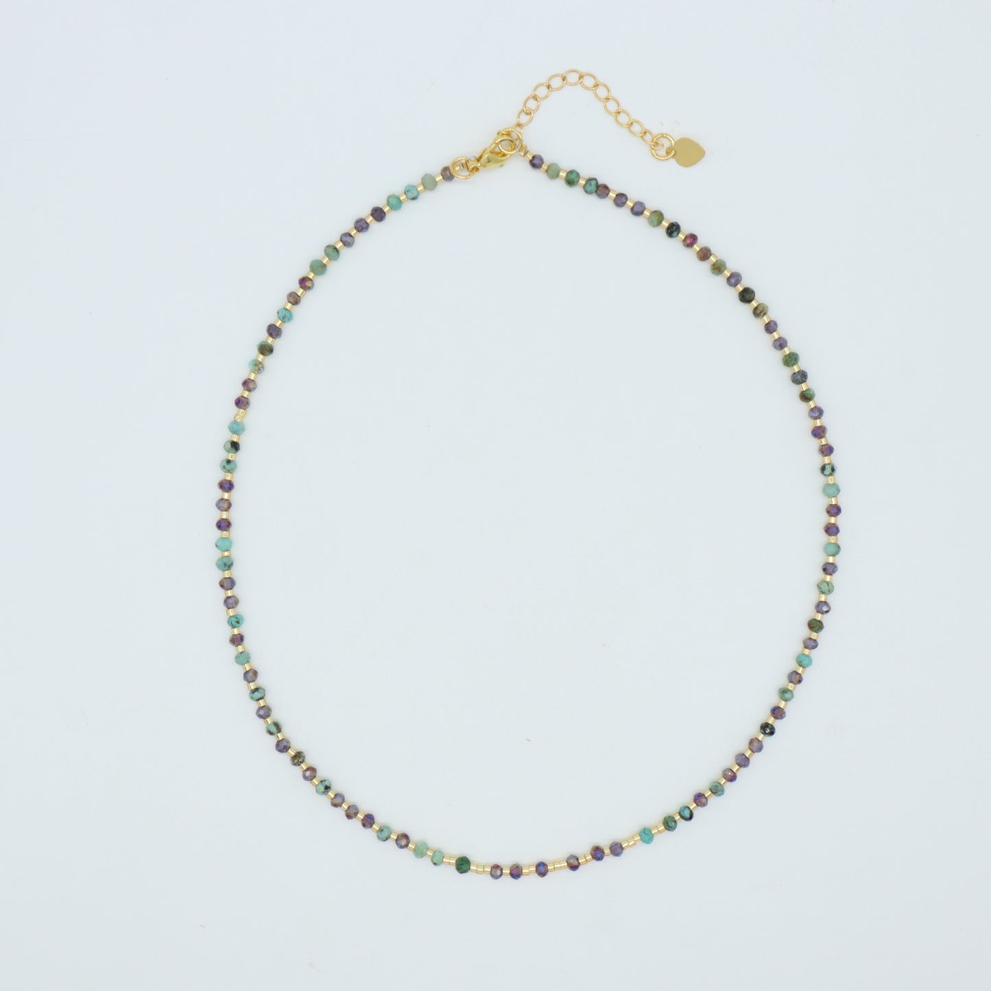 OEM Manufacture Factory Wholesale Handmade Custom Gold Plated Glass Crystal Natural Stone Africa Turquoise Beads Miyuki Necklace