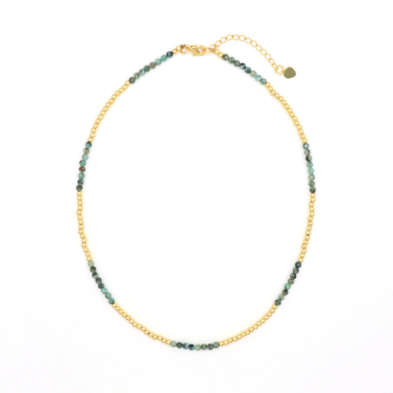 OEM Manufacture Factory Wholesale Handmade Custom Gold Plated Glass Crystal Natural Stone Africa Turquoise Beads Miyuki Necklace