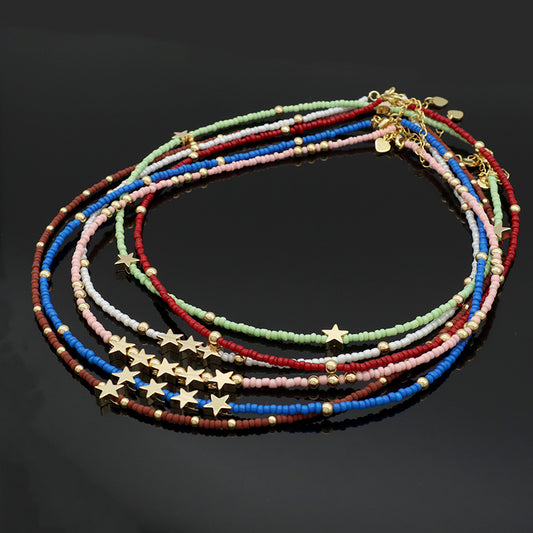 Various OEM Wholesale China Factory Handmade Customized Seed Beads Gold Plated Star Pendant Charm Necklace For Women Gift