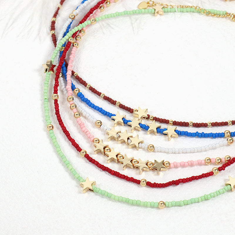 Various OEM Wholesale China Factory Handmade Customized Seed Beads Gold Plated Star Pendant Charm Necklace For Women Gift