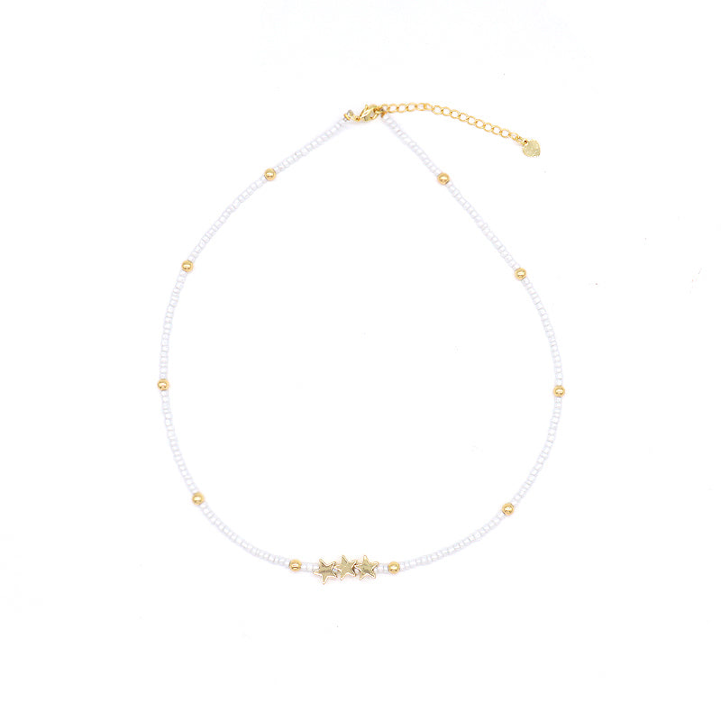 Various OEM Wholesale China Factory Handmade Customized Seed Beads Gold Plated Star Pendant Charm Necklace For Women Gift