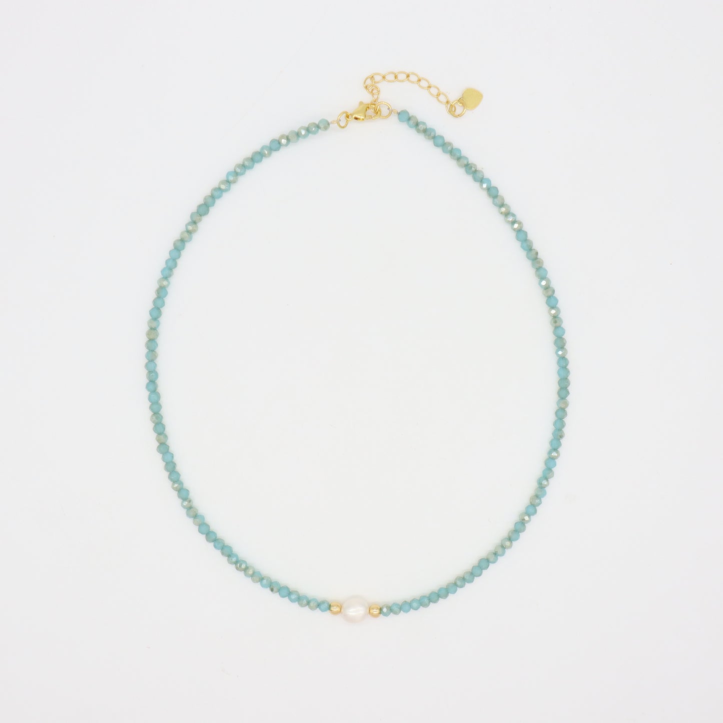 OEM Blue Grey Red Pink Wholesale Handmade Customized Gold Plated Natural Fresh Water Pearl Glass Crystal Necklace For Women