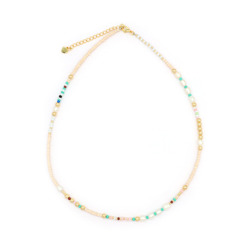 Handmade OEM Newest Custom Wholesale Fashion Pendant Jewelry Gift Seed Beads Necklace Gold Plated Fresh Water Pearl Necklace