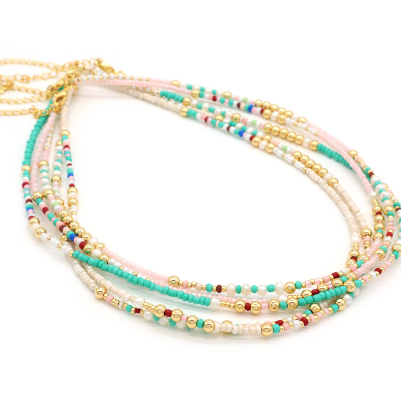 Newest Custom Wholesale Fashion Handmade OEM Pendant Jewelry Gift Seed Beads Necklace Gold Plated Fresh Water Pearl Necklace
