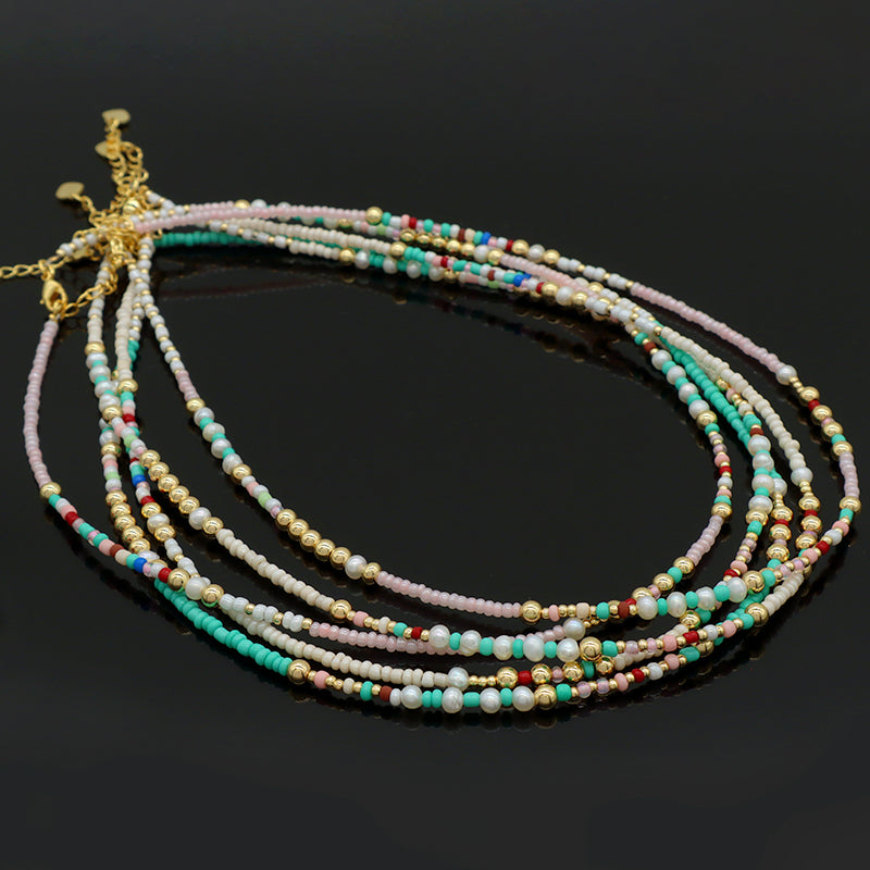 Newest Custom Wholesale Fashion Handmade OEM Pendant Jewelry Gift Seed Beads Necklace Gold Plated Fresh Water Pearl Necklace