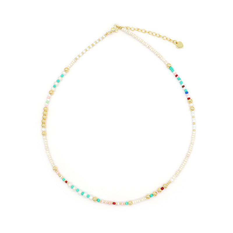 Newest Custom Wholesale Fashion Handmade OEM Pendant Jewelry Gift Seed Beads Necklace Gold Plated Fresh Water Pearl Necklace