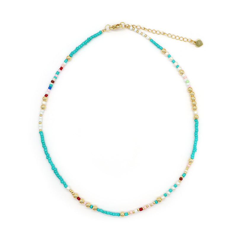 Newest Custom Wholesale Fashion Handmade OEM Pendant Jewelry Gift Seed Beads Necklace Gold Plated Fresh Water Pearl Necklace