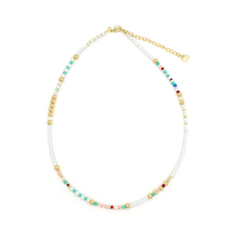 Newest Custom Wholesale Fashion Handmade OEM Pendant Jewelry Gift Seed Beads Necklace Gold Plated Fresh Water Pearl Necklace