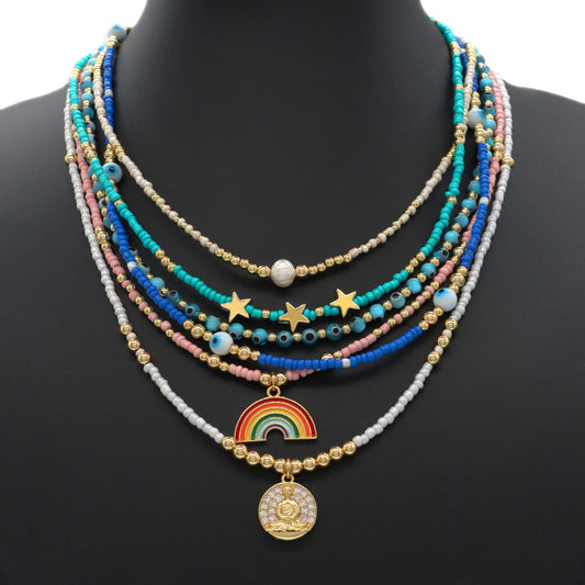 Wholesale OEM China Factory Fashion Handmade Custom Pendant Jewelry Seed Beads Necklace Gold Plated Fresh Water Pearl Necklace