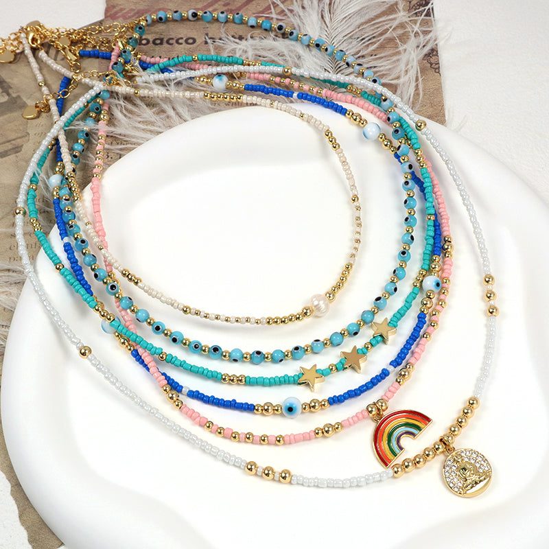 Wholesale OEM China Factory Fashion Handmade Custom Pendant Jewelry Seed Beads Necklace Gold Plated Fresh Water Pearl Necklace