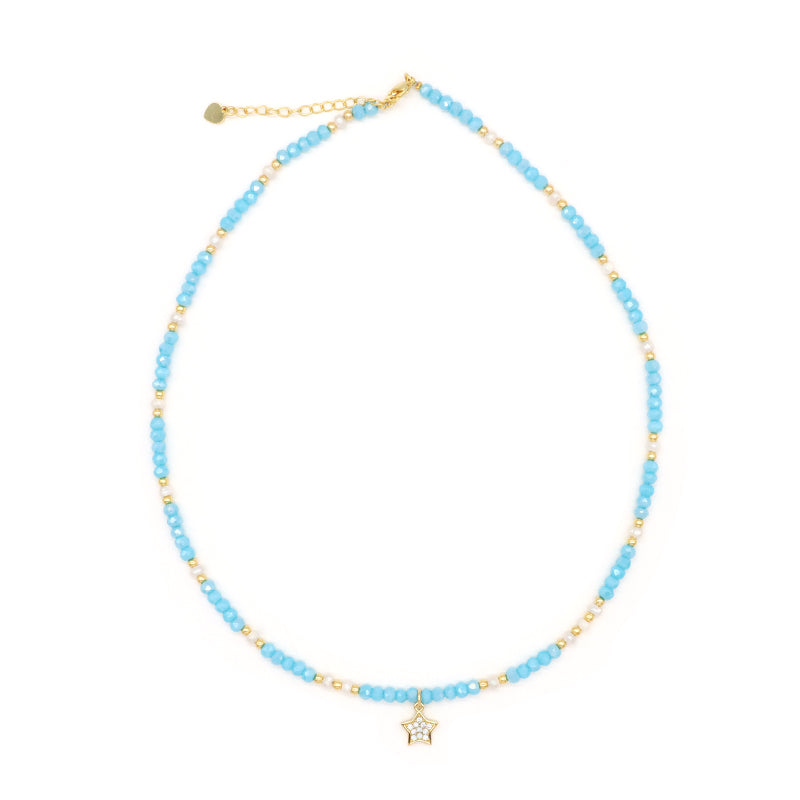 Wholesale Customized Handmade OEM China Factory Women Gold Plated Glass Crystal Beads Fresh Water Pearl Natural Stone Necklace