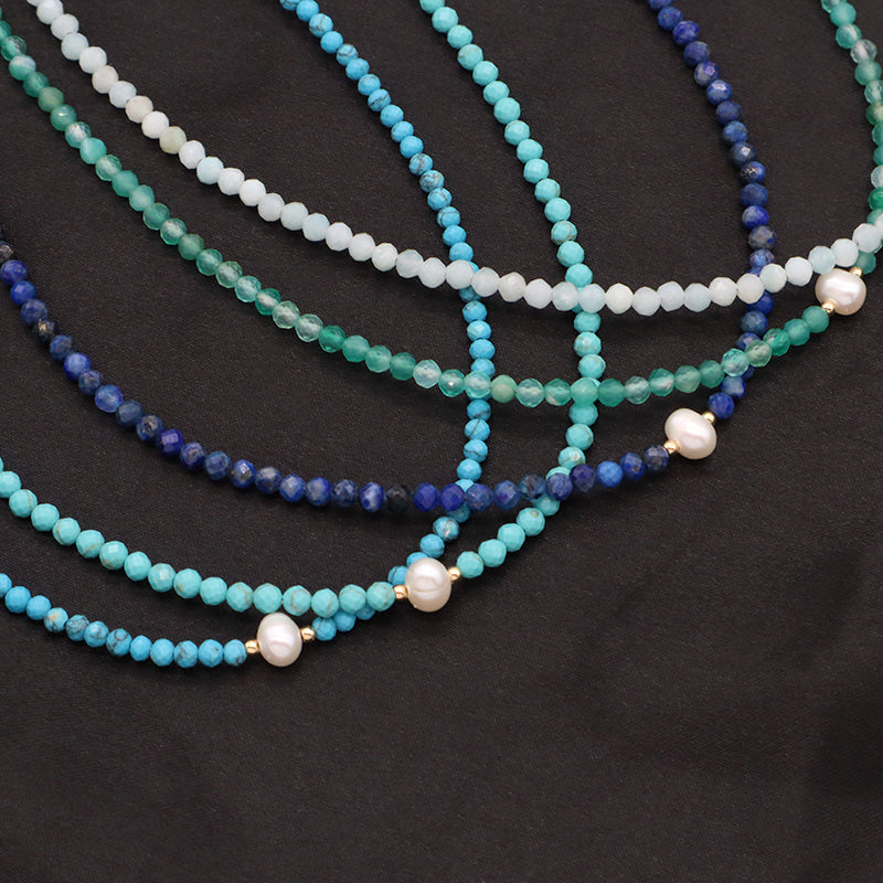 Customized Wholesale Handmade OEM Manufacture China Factory Gold Plated Natural Stone Beads Fresh Water Pearl Necklace For Women