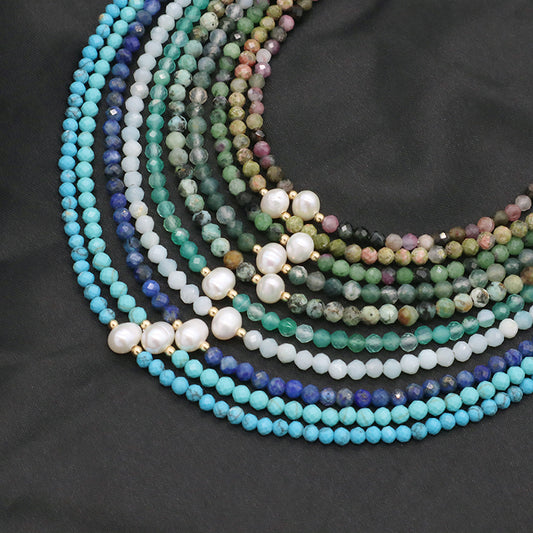 Customized Wholesale Handmade OEM Manufacture China Factory Gold Plated Natural Stone Beads Fresh Water Pearl Necklace For Women