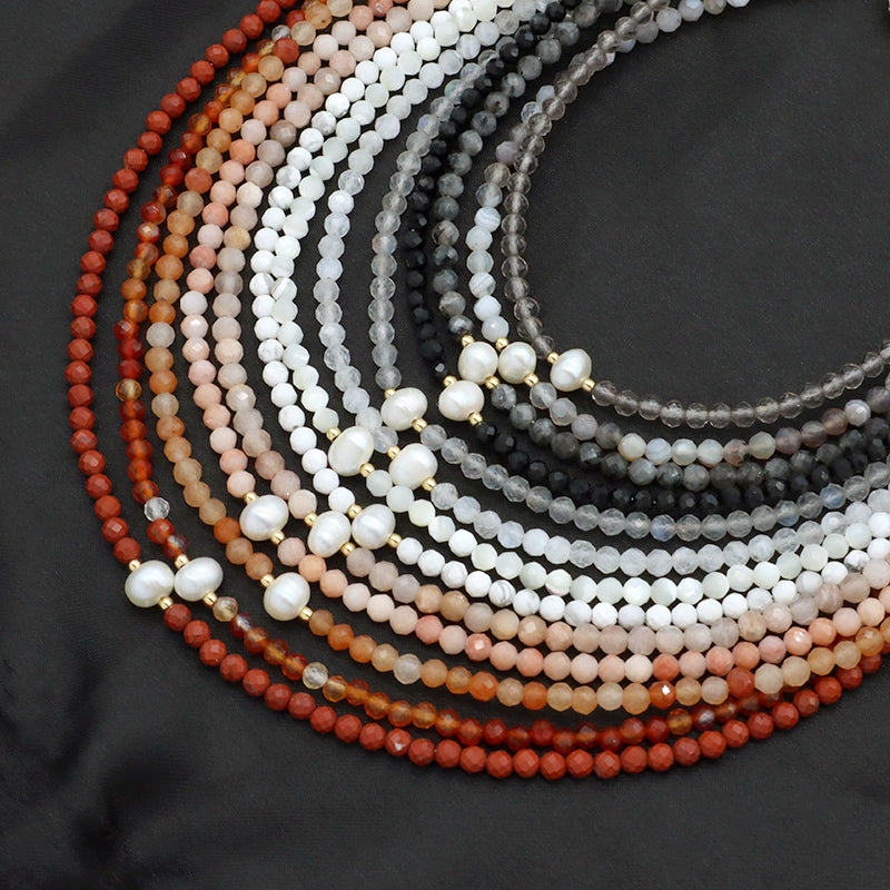 Customized Wholesale Handmade OEM Manufacture China Factory Gold Plated Natural Stone Beads Fresh Water Pearl Necklace For Women