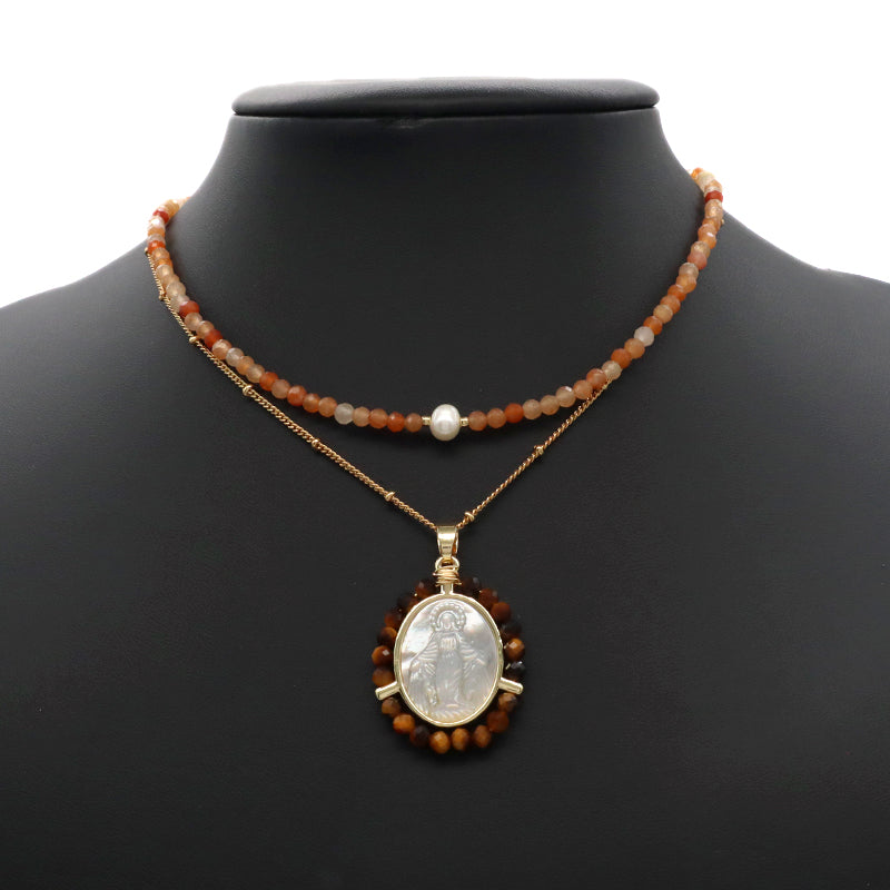 Customized Wholesale Handmade OEM Manufacture China Factory Gold Plated Natural Stone Beads Fresh Water Pearl Necklace For Women