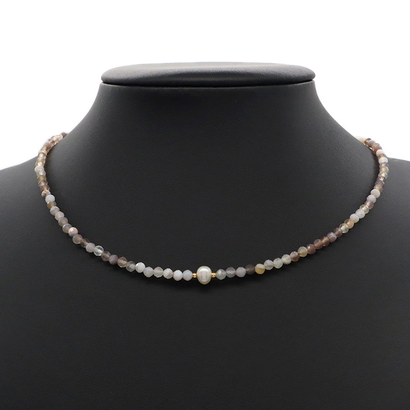 Customized Wholesale Handmade OEM Manufacture China Factory Gold Plated Natural Stone Beads Fresh Water Pearl Necklace For Women