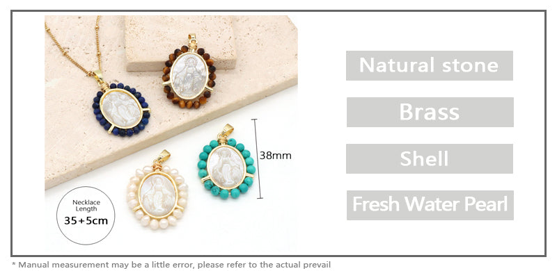 Manufacture Customized Wholesale Handmade OEM Factory Gold Plated Natural Stone Beads Shell Pendant Necklace For Women Gift