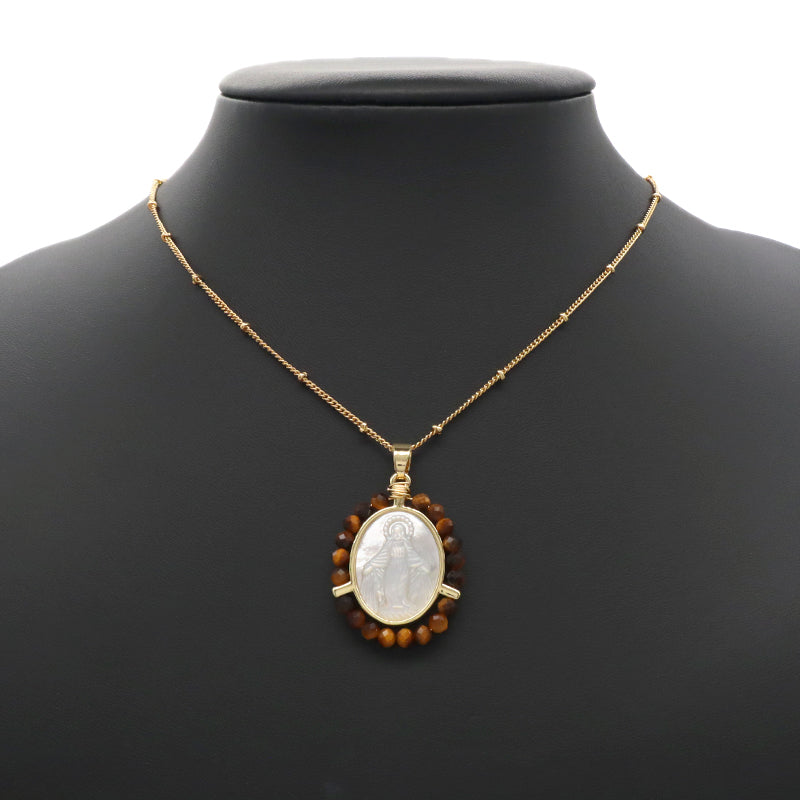 Manufacture Customized Wholesale Handmade OEM Factory Gold Plated Natural Stone Beads Shell Pendant Necklace For Women Gift