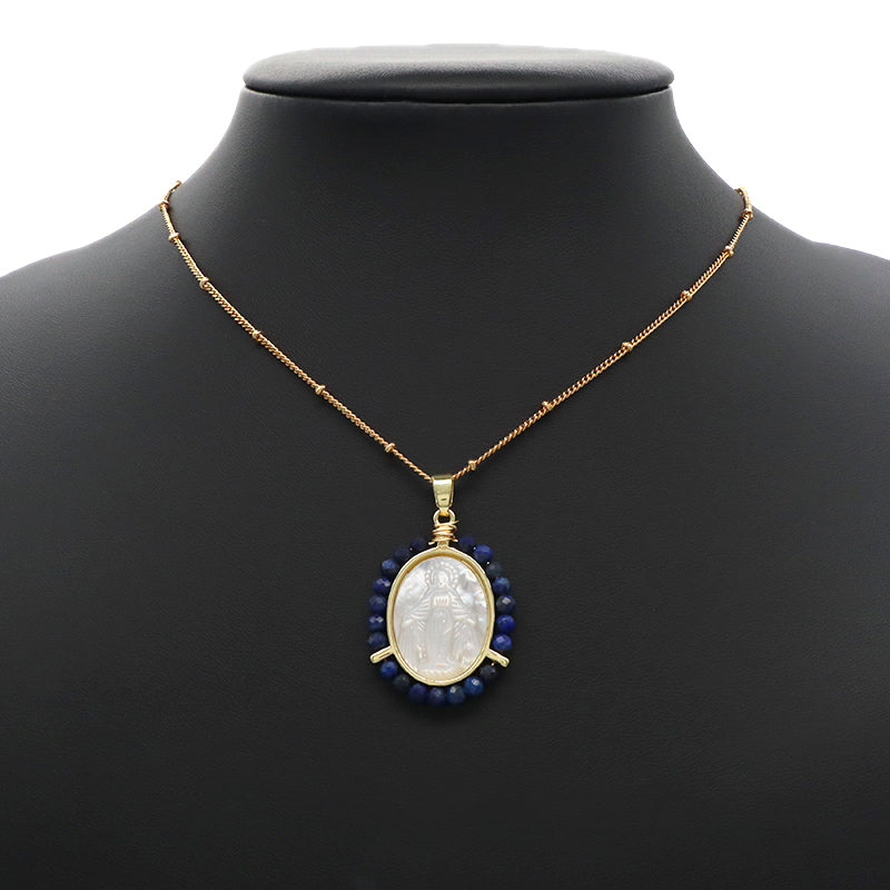 Manufacture Customized Wholesale Handmade OEM Factory Gold Plated Natural Stone Beads Shell Pendant Necklace For Women Gift