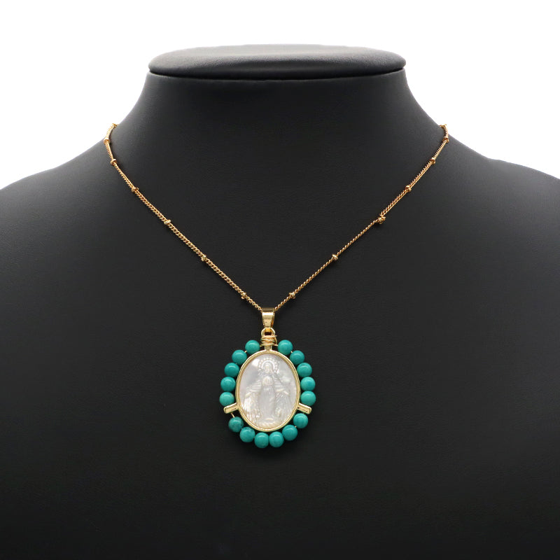 Manufacture Customized Wholesale Handmade OEM Factory Gold Plated Natural Stone Beads Shell Pendant Necklace For Women Gift