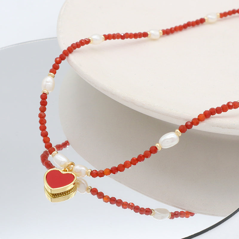 OEM Handmade Customized Wholesale Manufacture Factory Gold Plated Brass Pendant Natural Stone Beads Fresh Water Pearl Necklace