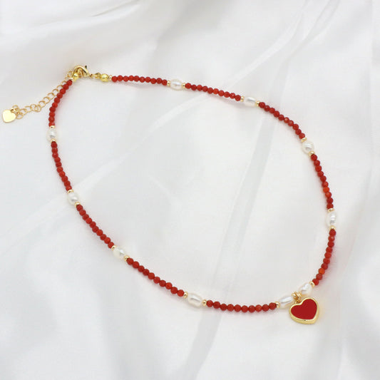 OEM Handmade Customized Wholesale Manufacture Factory Gold Plated Brass Pendant Natural Stone Beads Fresh Water Pearl Necklace