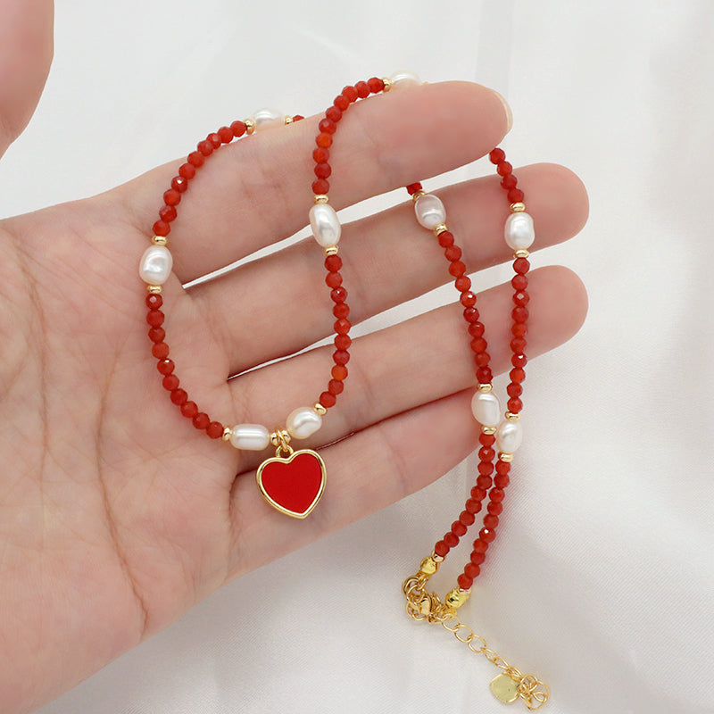 OEM Handmade Customized Wholesale Manufacture Factory Gold Plated Brass Pendant Natural Stone Beads Fresh Water Pearl Necklace