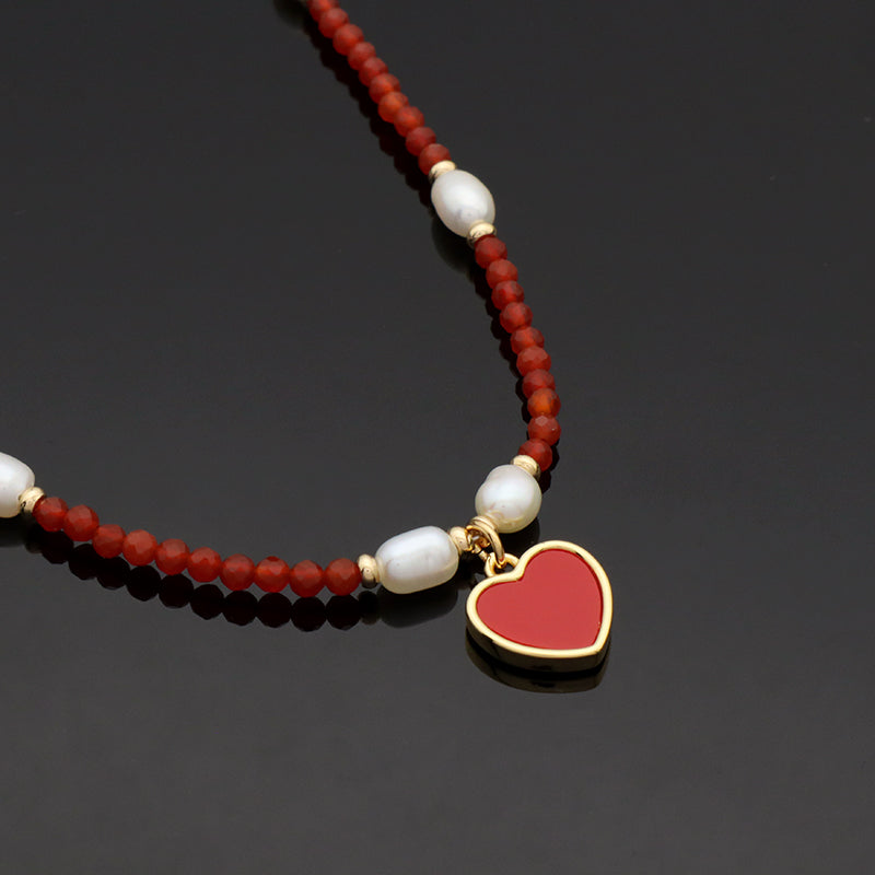 OEM Handmade Customized Wholesale Manufacture Factory Gold Plated Brass Pendant Natural Stone Beads Fresh Water Pearl Necklace