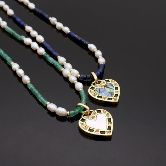 OEM Factory Wholesale Customized Handmade China Factory Women Gold Plated Shell Pendant Fresh Water Pearl Natural Stone Necklace