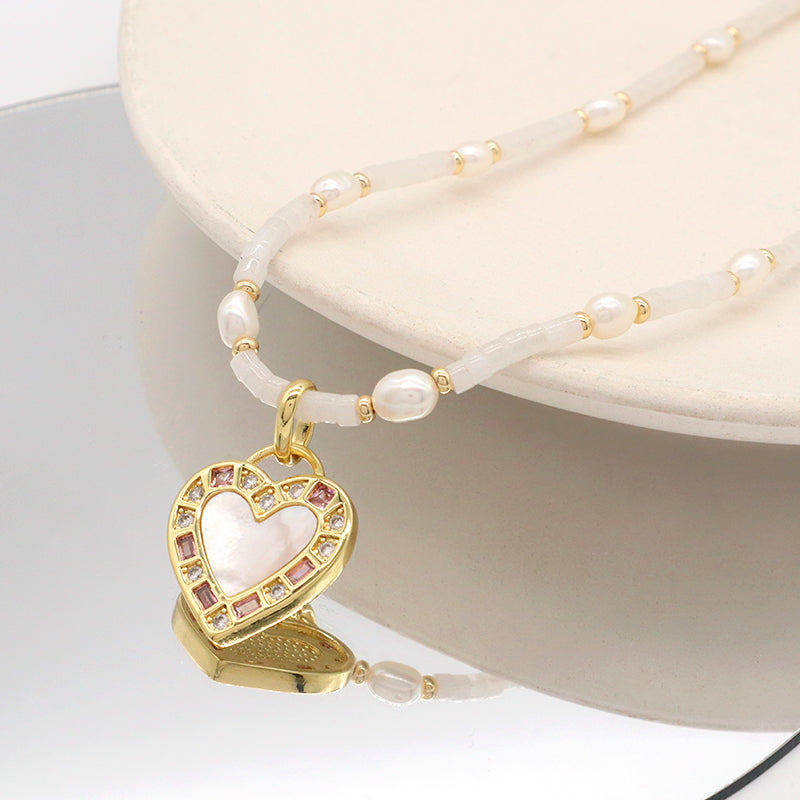 OEM Wholesale Custom Trendy China Factory Fashion Handmade Custom Shell Pendant Jewelry Natural Stone Gold Plated Fresh Water Pearl Necklace