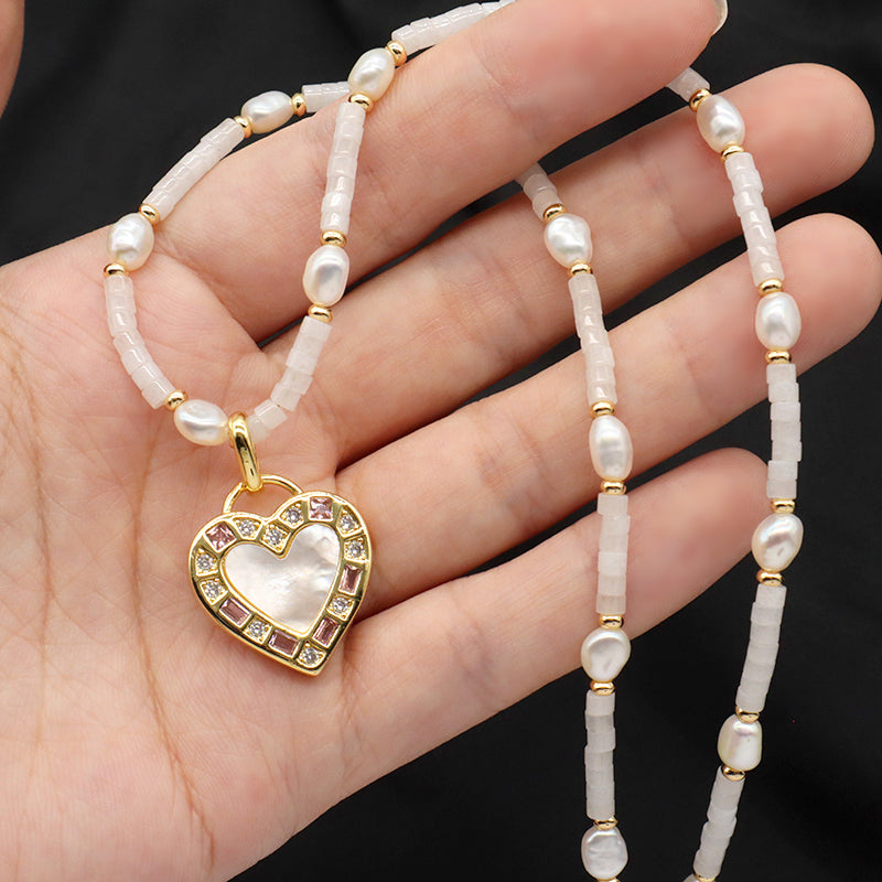 OEM Wholesale Custom Trendy China Factory Fashion Handmade Custom Shell Pendant Jewelry Natural Stone Gold Plated Fresh Water Pearl Necklace