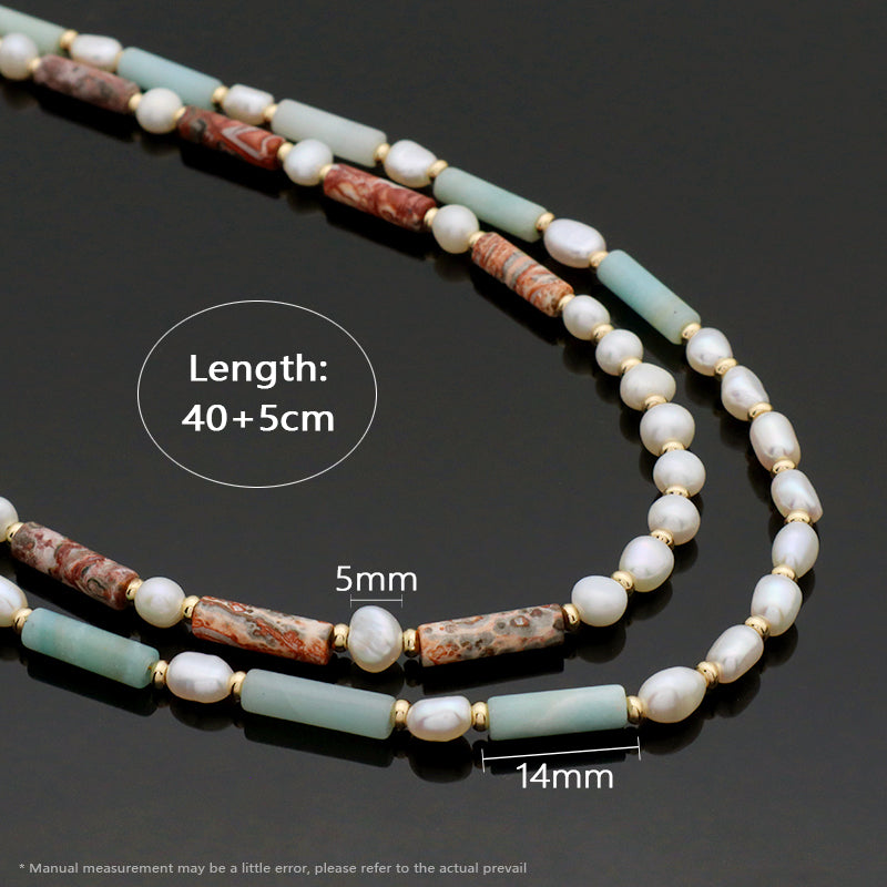 New Simple Design Wholesale Custom Trendy Fashion  Handmade Manufacture Natural Stone Beads Jewelry Fresh Water Pearl Necklace