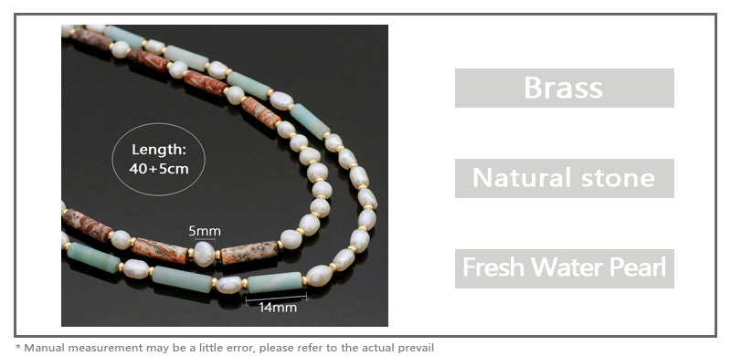 New Simple Design Wholesale Custom Trendy Fashion  Handmade Manufacture Natural Stone Beads Jewelry Fresh Water Pearl Necklace