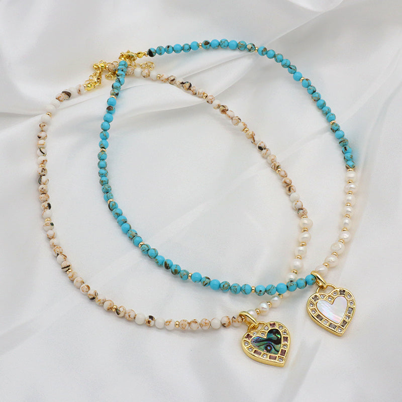 Handmade Trendy Customized Wholesale Manufacture Gold Plated Shell Pendant Natural Stone Beads Fresh Water Pearl Necklace