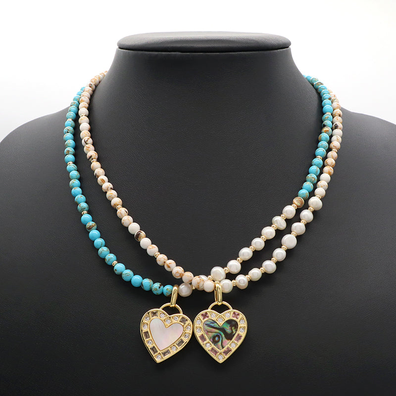 Handmade Trendy Customized Wholesale Manufacture Gold Plated Shell Pendant Natural Stone Beads Fresh Water Pearl Necklace