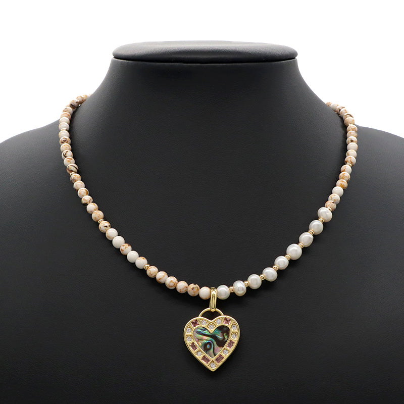 Handmade Trendy Customized Wholesale Manufacture Gold Plated Shell Pendant Natural Stone Beads Fresh Water Pearl Necklace
