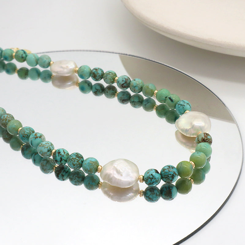 Custom Wholesale Handmade Trendy Manufacture Gold Plated Fresh Water Pearl Natural Stone Beads Necklace
