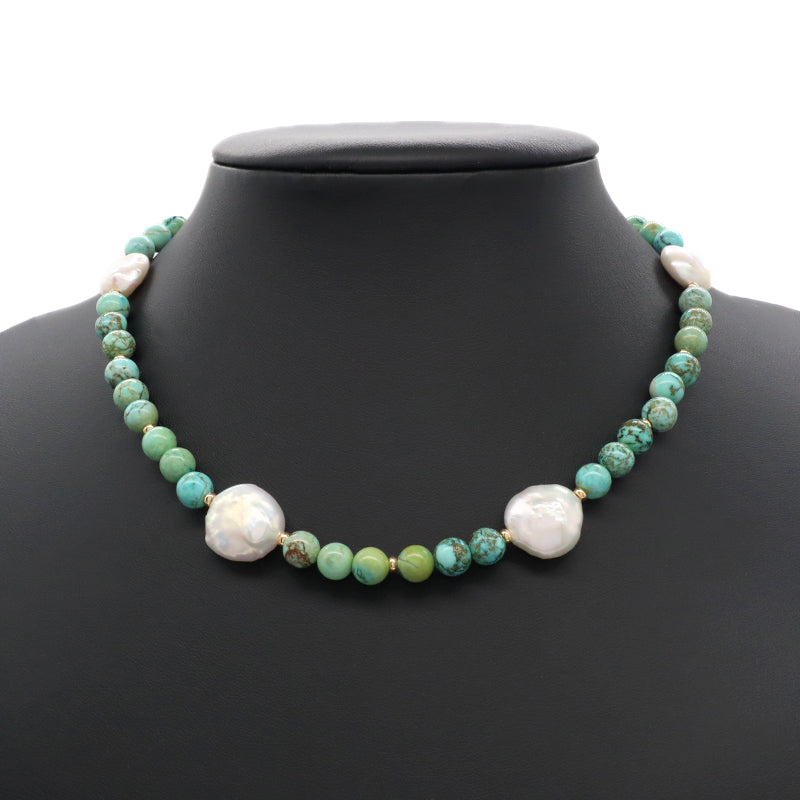 Custom Wholesale Handmade Trendy Manufacture Gold Plated Fresh Water Pearl Natural Stone Beads Necklace