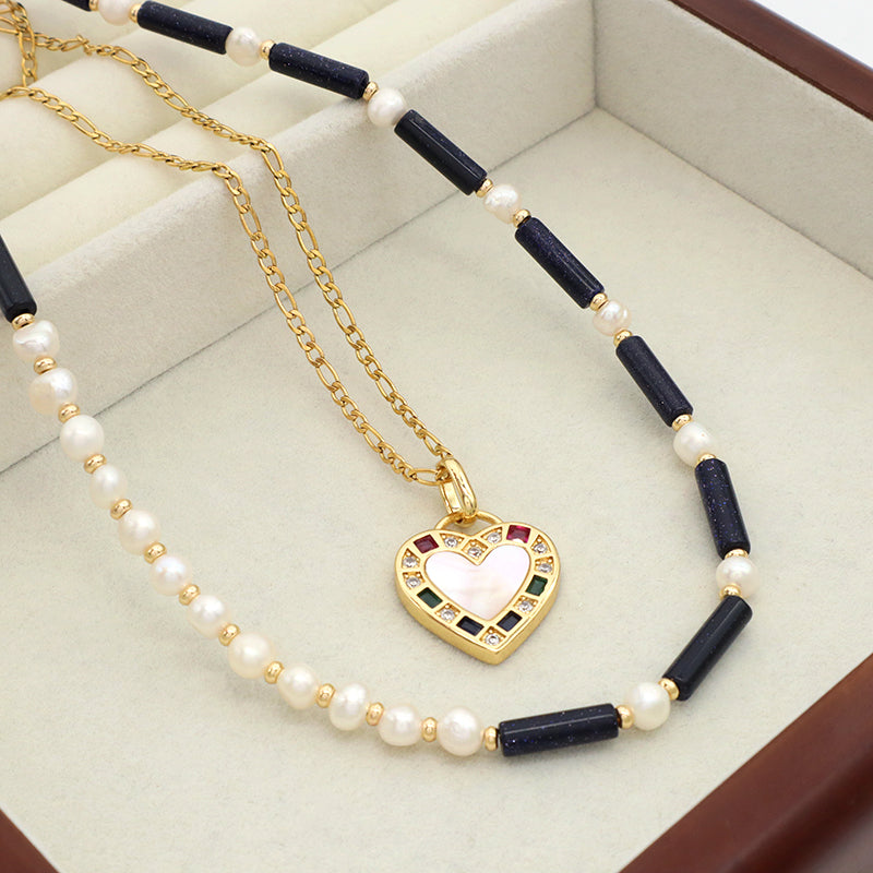 Custom Wholesale Handmade Trendy Manufacture Gold Plated Fresh Water Pearl Natural Stone Beads Necklace