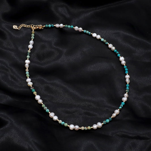 Custom Quality Manufacture Factory Wholesale Adjustable Handmade Natural Stone Necklace Fresh Water Pearl Necklace For Women