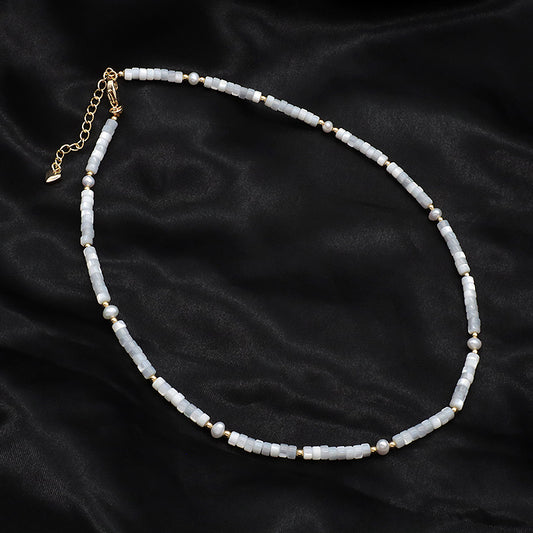 Newest Design Factory Wholesale Adjustable Handmade Natural Stone Necklace Fresh Water Pearl Necklace For Women