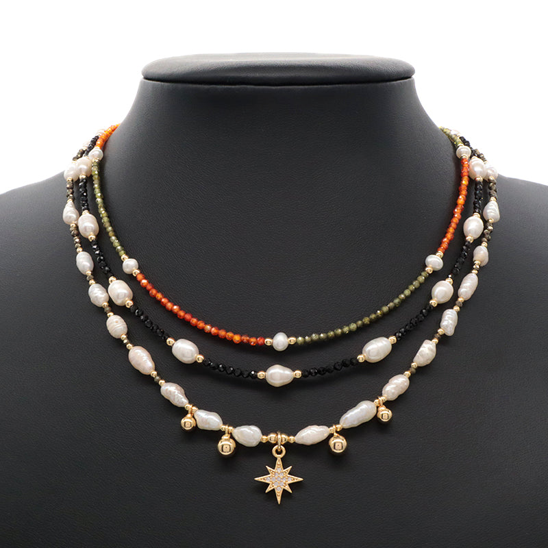 Factory Customized OEM Wholesale Manufacture Handmade Gold Plated Glass Crystal Beads Fresh Water Pearl Necklace